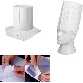 LATRAT 24 Pieces Disposable Paper Chef Hats Adjustable Size Unisex Chef Hats, Breathable Mesh, Suitable for Family Meetings in the Kitchen, Adjustable Hold, White, XL