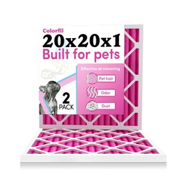 Colorfil 20x20x1 Air Filter (2-Pack) | Made in the USA | Color Changing | Remove Cat and Dog Odor | MERV 8 for Pet Hair Dander and Dust | 19.5"x19.5"x0.75" Exact Size