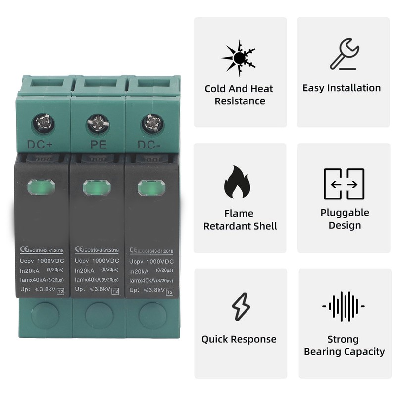 Surge Protective Device 1000V DC 20‑40KA 3P PC Photovoltaic PV