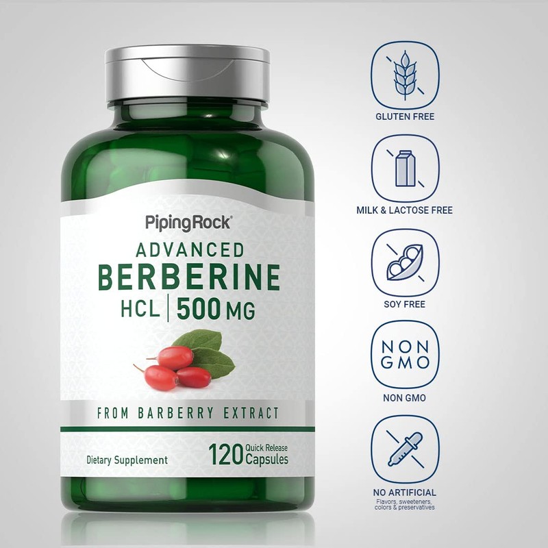 Piping Rock Berberine HCL Supplement | 500mg | 120 Capsules