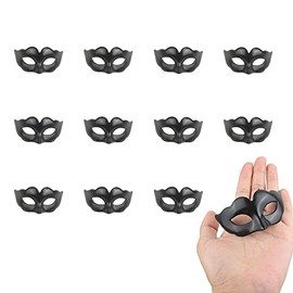 Quligeta Mini Masquerade Mask Party Decorations Mardi Gras Small Venetian Carved Mask Decor 24pcs (Black)