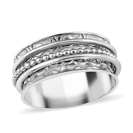 Shop LC Anxiety Ring for Women 925 Sterling Silver Spinning Spinner Rings for Men Oxidized Beach Concave Boho Statement Jewelry Band Meditation Stress Relief Gifts for Women Size 9 Christmas Gifts