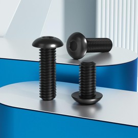 VGBUY 28Pcs 5/16-18 x 3/4" Button Head Socket Cap Bolts Screws, 304 Stainless Steel 18-8, Allen Hex Drive,Black Zinc Plated,Fully Threaded, Hex Spanner Included