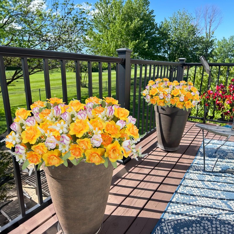 HUAESIN 4 Bundles Artificial Flowers Spring Faux Tulip Bouquets with