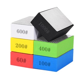 6 Pack Diamond Hand Polishing Pads, Diamond Sanding Pads with High-Density Sponge, Sandpaper for Glass, Diamond Sponge for Tile Wood Stone Marble Ceramics(60/100/200/400/600/1000 Grit)