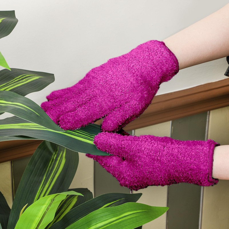 Patelai 3 Pairs Microfiber Plant Dusting Gloves Leaf Cleaning Gloves