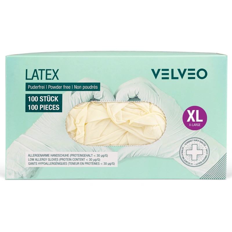 Pack of 100 Disposable Latex Examination Gloves in Dispenser Box