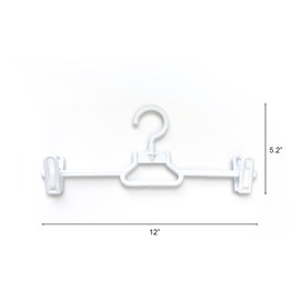 HAOYIJIA Pant Hangers, Heavy Duty Slim Plastic Hangers, Clothes Hangers with Pinch Clips, Space Saving Trouser Hanger for Jeans, Skirt, Childen's Clothes, White Pant Hangers, 10 Pack