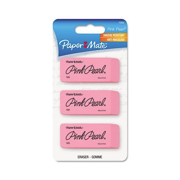 Papermate Eraser Pink 3pk Size 3pk Papermate Eraser Pink 3pk