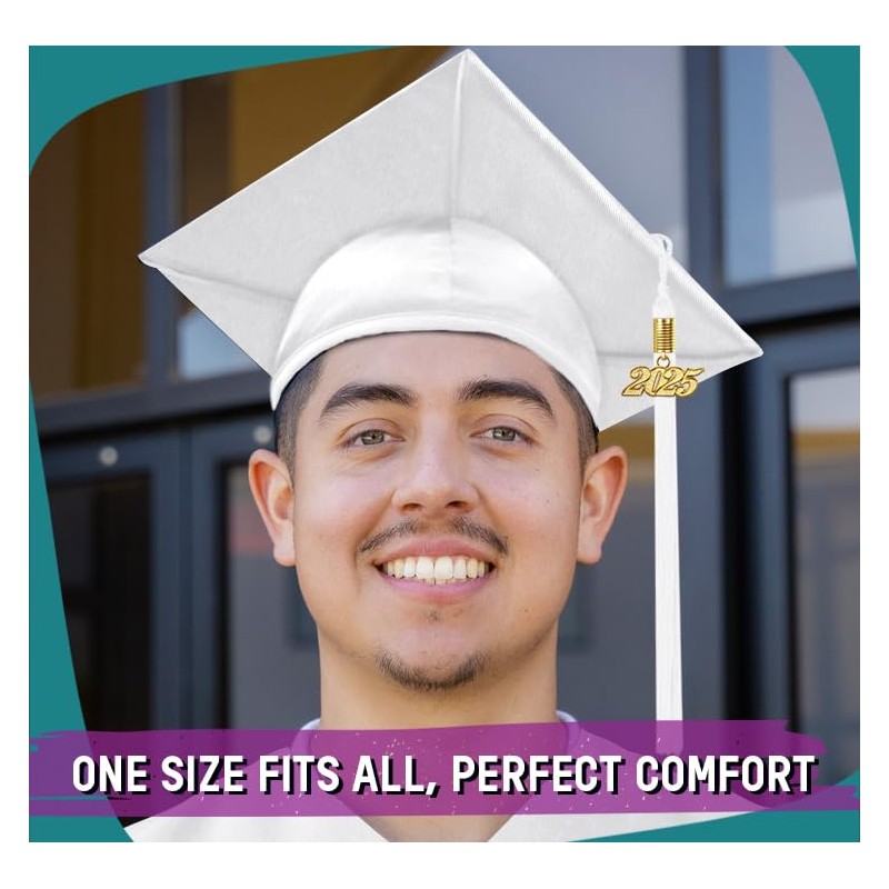 Endea Graduation Shiny Cap & Tassel (White, 2025)