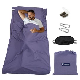 VEGCOO Sleeping Bag Liner, 210x75cm Lightweight Portable Sleeping Bag Liners, Camping Sheets & Travel Sheet Suitable for Outdoor Travel, Hiking, Hotel Backpacking Essentials (purple, One Size)