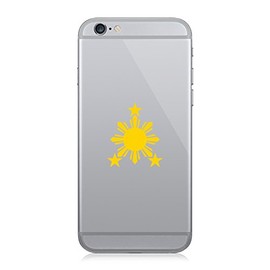 Pair of Philippines Sun Cell Phone Stickers Mobile #2 Stars Filipino - Yellow Gold