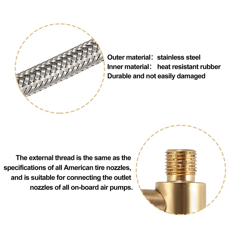 X AUTOHAUX 50cm 20" Car Tire Air Inflator Hose Adapter