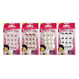 Vivace 4PACK 48tips Artificial Preglued Pretty Junior Sticker Nails For Kids (Pretty 1)