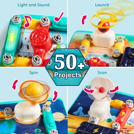 Klever Kits 50+ Projects Space Circuits - Electronics Kit for Kids with 46+ Components, Electronic STEM Toy Educational Science Kits for Kids Aged 5 6 7 8+