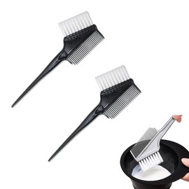 Hair Color Brush, Hair Dye Brush, Compact, Hair Coloring Tool, Soft Bristles, Tip Design, Double-Sided Brush, Unisex, Anti-Shedding, Durable, Hair Salon, Household Use, Black, 2 Pieces