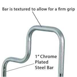 Carex Tri-Grip Bathtub Rail with Chrome Finish - Bathtub Grab Bar Safety Bar For Seniors and Handicap - For Assistance Getting In and Out of Tub, Easy to Install on Most Tubs