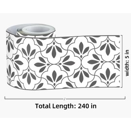 FLFK Wallpaper Border Black and White Patterns Peel and Stick Wall Border Self Adhesive Wallpapers for Living Room Bedroom Kitchen Bathroom 5"x240"