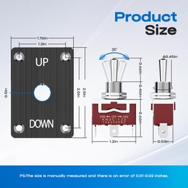 Toggle Switch, Hilictokt (ON)-Off-(ON) 3 Pin Toggle Switch with UP/Down Panel and Waterproof Cap 12V DC 30A 3 Way Momentary Up Down Switch for Car Marine Boat RV