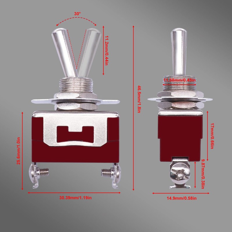 weideer 2Pcs Waterproof Toggle Switch 12V 30A ON/Off 2 pin