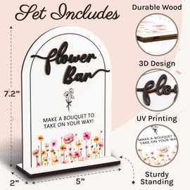 Stofinity Wooden Flower Bar Sign Bridal Shower Decor - Bloom Bar Sign Wedding Accessories For Reception, Bloom Bar Supplies for Wedding Table Decor