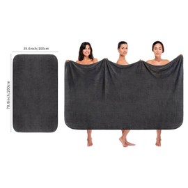 KinHwa Microfiber Bath Towels Extra Large Bath Sheets 100x200cm Super Absorbent and Soft Bathroom Towels Quick Dry shower towel for Spa, Swimming,1 Pack Dark-grey
