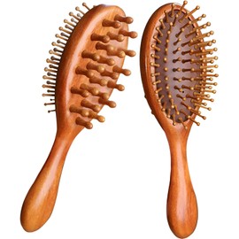2 Peines de Masaje con Cojín, Peines de Madera de Sándalo de Doble Cara, Cepillos para Cabello con Volumen, Reducen la Electricidad Estática y Estimulan el Cuero Cabelludo, para Todo Tipo de Cabello