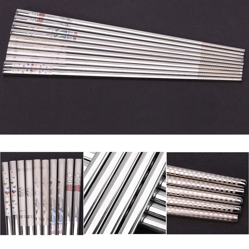 Fdit Stainless Steel Love Hearts Pattern Chopsticks, 1 Pair, Dishwasher