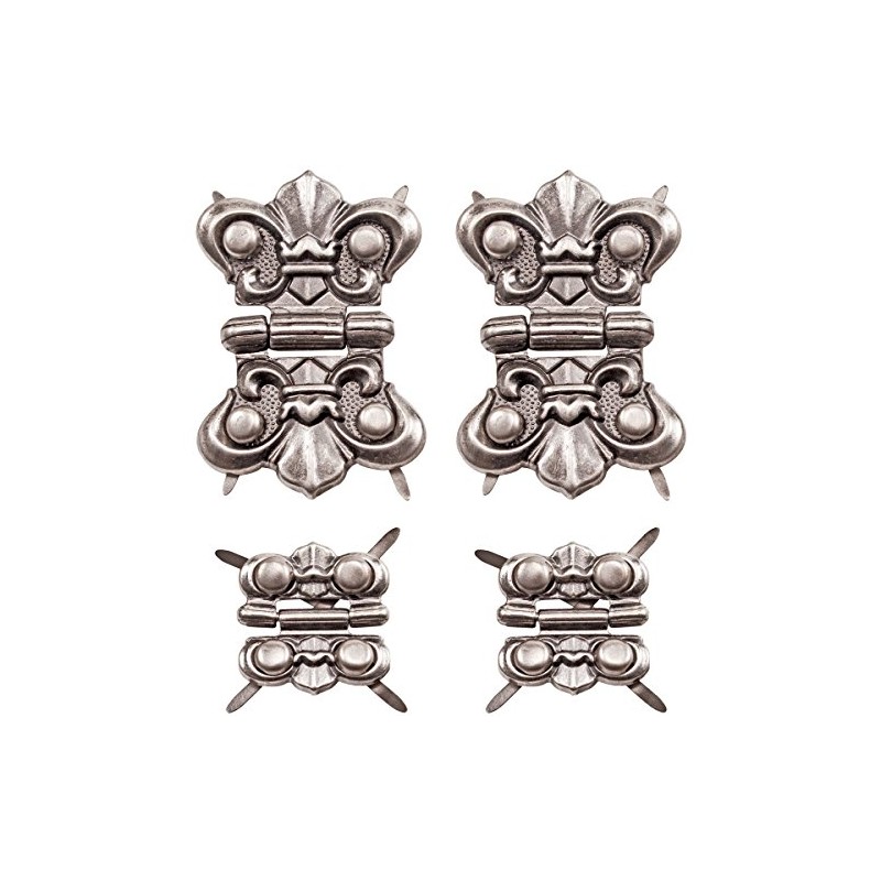 Tim Holtz Idea-ology Hinges, 4 Hinges and 16 Fasteners, Antique