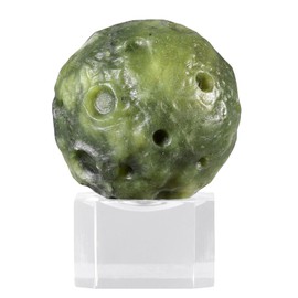 KYEYGWO Natural Green Jade Crystal Ball Figure with Acrylic Stand, Polished Planet Decoration, Stone Ball Sculpture, Fengshui Ornament for Home Decor, Reiki Healing and Meditation