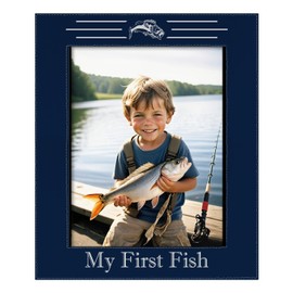 ThisWear Large Photo Frame My First Fish 8x10 Leatherette Photo Frame Navy