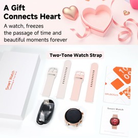 BRUBOSES AMOLED Smart Watch for Women Smartwatch Compatible Android and iOS Phone, Answer/Make Calls Fitness Tracker/Running Watch, Sleep Heart Rate Monitor 100 Sports IP68 Waterproof Two Color Straps