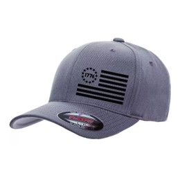 1776 Betsy Ross Flag 13 Star USA Flag Patriotic Flex Baseball Fitted hat - Custom Embroidered 6277/6477 Flex Baseball Fitted hat (Grey, Small-Medium)