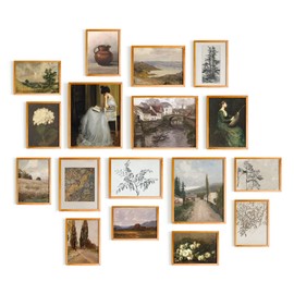 365DoRoTeYa Vintage Farmhouse Wall Decor Antique Wall Art Set Bedroom Decor Living Room Decor Aesthetic Kitchen Decor Gallery Vintage Wall Art Bedroom Boho Farmhouse Decor Home Decor, Office Decor Boho 17 PCS (Unframed)