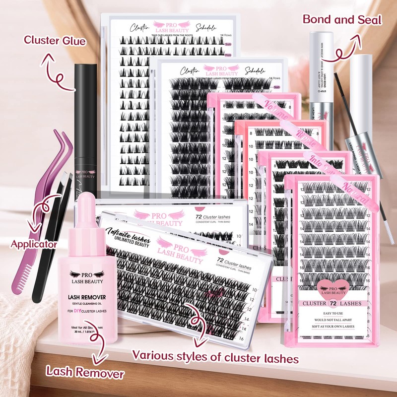 Pack of 72 Individual Eyelashes, Eyelash Clusters, DIY Eyelash Extensions,