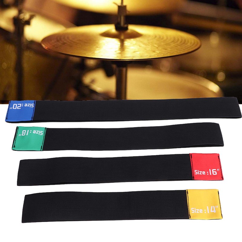 4pcs 14/16/18/20 Inch Drum Cymbal Mute Belt Practice Silencer Dampener