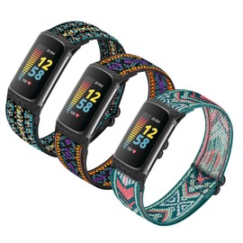 3 Pack Adjustable Elastic Watch Band Compatible with Charge 5 Bands for Women Men, Stretchy Sport Loop Band Soft Nylon Wristband Accessories for Charge 5 Fitness & Health Tracker