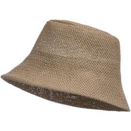 Caspar HT020 Casual Women's Summer Bucket Hat Made of Toyo Straw, taupe, Unit size