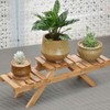 Wooden Standing Foldable 2-layered Potted Plant Flower Shelf Storage Rack