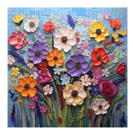 PICKFORU Colorful Flower Puzzles for Adults, Mosaic Plant Floral Puzzle Art, Spring Flower Garden Jigsaw Puzzles 1000 Pieces Painting