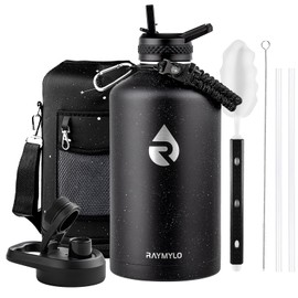 RAYMYLO 128oz Insulated Water Bottle, Triple Wall Vacuum Stainless Steel Water Bottles - Keeps Cold 48H, Reusable One Gallon Flask Jug for Gym, Sports, Camping, Hiking,Travel, Starry Sky-Black