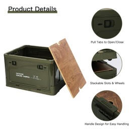 JIAQILI Folding Storage Bin with Lid 29L Storage Box Container Stackable Shelf Baskets Cloth Closet Car Organizers Outdoor Picnic Transport Box Toy Holder Plastic Collapsible Tote Crate (Green)