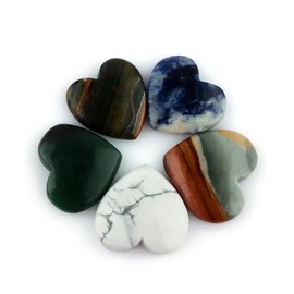 YASHEE 5 PCs, Natural Multi Gemstones, Heart Shape, DIY Craft, Healing Crystals, Bulk Loose Supplies, Polished Stones, Jewelry Making, Gem Collection, Gift giving, Wire Wrapping Cabochon