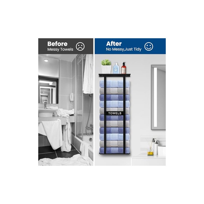 Bathroom Towel Storage Rack, Wall Mounted Bathroom Towel Rack, 30