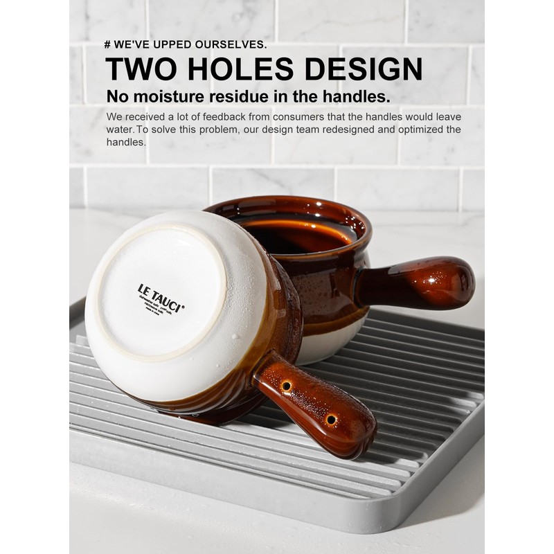 LE TAUCI French Onion Soup Bowls, 16 Ounce Ceramic Soup