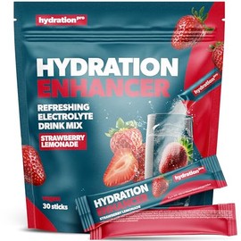 Electrolyte Powder - 30 Sticks with 9 Vitamins & Nutrients, Electrolytes - Vegan & Produced in Germany - Strawberry Flavour HydrationPro