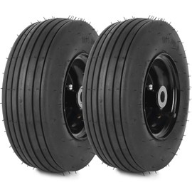 AR-PRO AR-PRO (2-Pack) 11x4.00-5 Tire and Wheel Assembly, 11x4-5 Lawnmower Tire (4-Ply) and Rim with Tube, 3.4 Centered Hub with 3/4 Bushing, Universal Lawn Mower/Yard Tractor Turf Tires