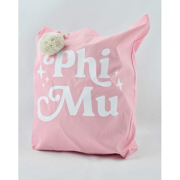 Sorority Shop Phi Mu Retro Pom Pom Tote Bag