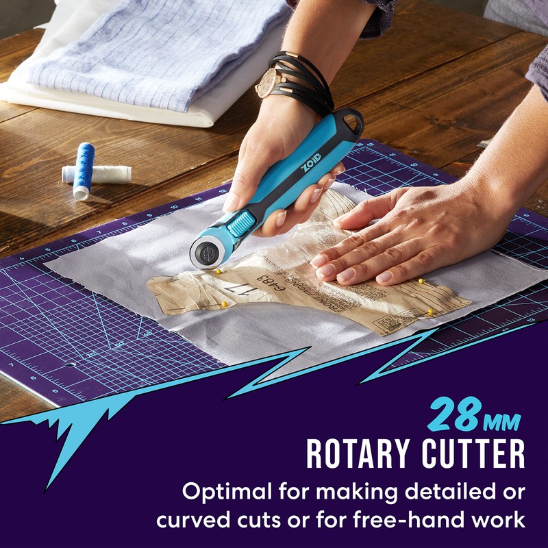 Zoid 28mm Rotary Cutter with Grip, Fabric Cutter Wheel, Rotary