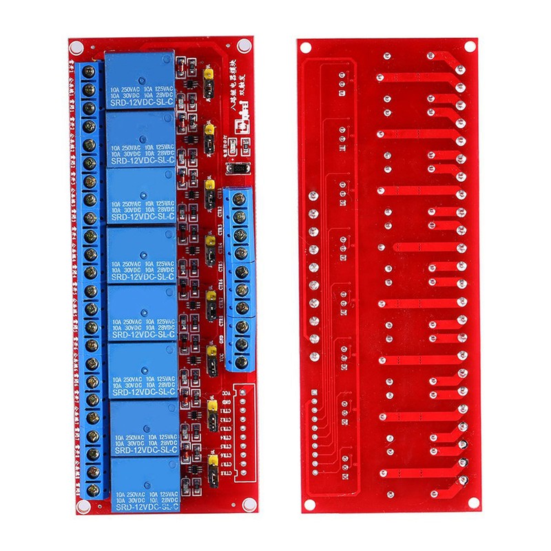 DC 12V 8‑Channel High Low Level Dyal Ttigger Relay Module